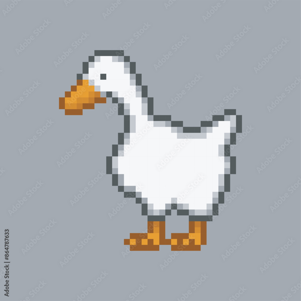 Fototapeta premium White goose, meme pixel art