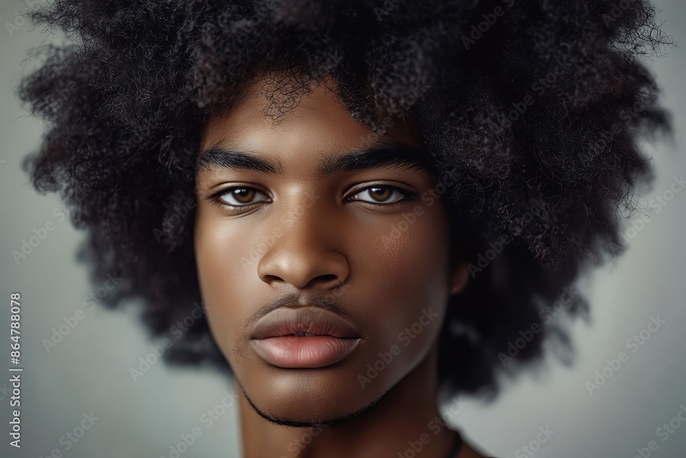 A young man with an afro hairstyle. A young man with an afro hairstyle.