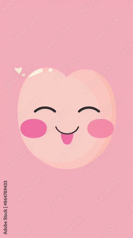 A cartoon heart emoji with a big smile and its tongue sticking out, blowing a kiss against a soft pink background A cartoon heart emoji with a big smile and its tongue sticking out, blowing a kiss against a soft pink background