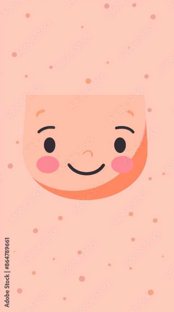 A cute flat style illustration of a smiling face with rolling eyes on a peach background A cute flat style illustration of a smiling face with rolling eyes on a peach background