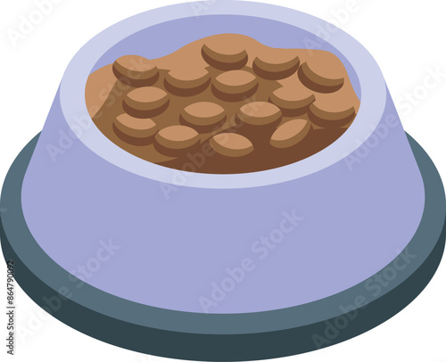 Dry dog food is sitting in a bowl, ready for a hungry dog to enjoy