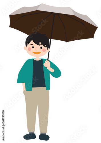 日傘を差す男性のベクターイラスト