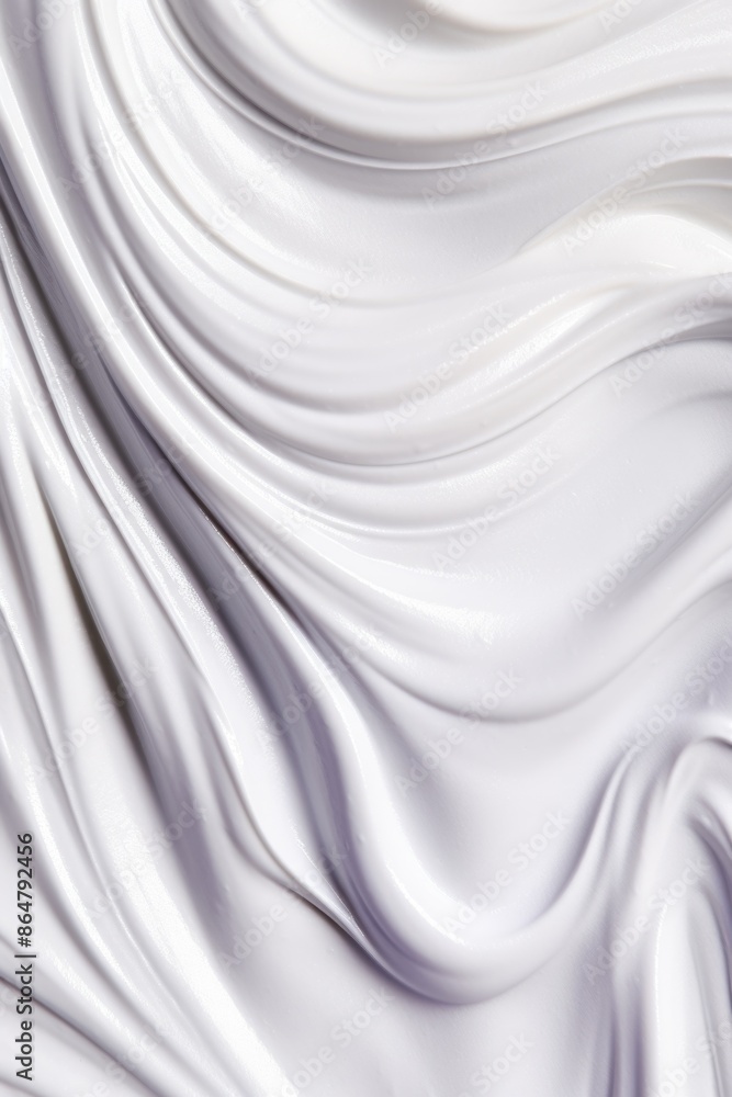 Obraz premium A white fabric with a wave pattern. The fabric appears to be made of a smooth, shiny material, and it has a very soft and elegant texture