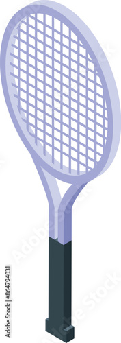 Tennis racket standing, isometric illustration of tennis equipment for design