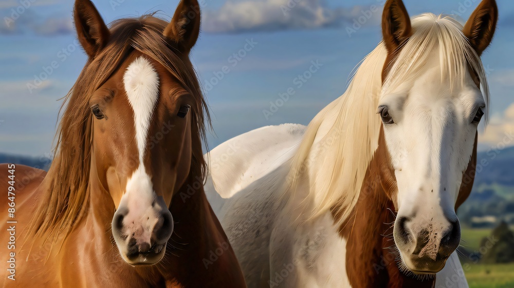 Fototapeta premium Majestic horse posing for the camera, good for multimedia content