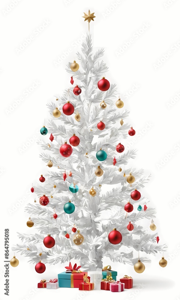 christmas tree and balls decorations ornaments illustration 2d christmas tree and balls decorations ornaments illustration 2d