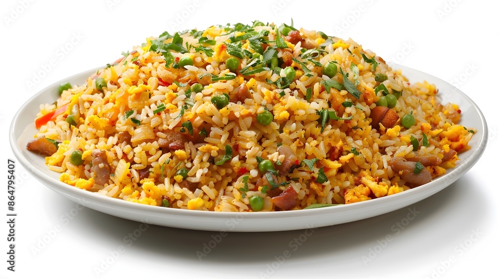 Appetizing Khao Pad Thai Fried Rice Dish on White Background Appetizing Khao Pad Thai Fried Rice Dish on White Background