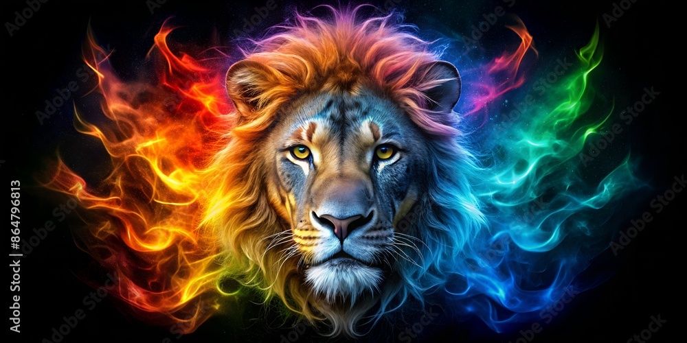 Lion's Profile in Vibrant Flames Lion's Profile in Vibrant Flames