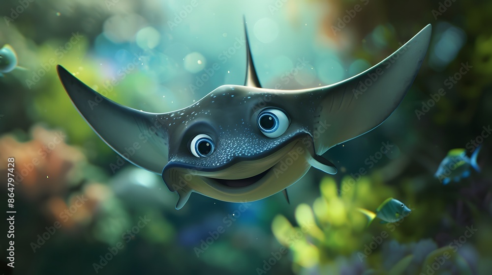 Fototapeta premium cartoon stingray for you design. 
