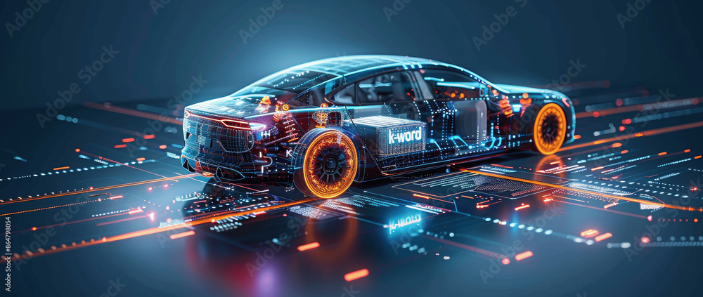 futuristic electric sports car chassis with high performance battery ...