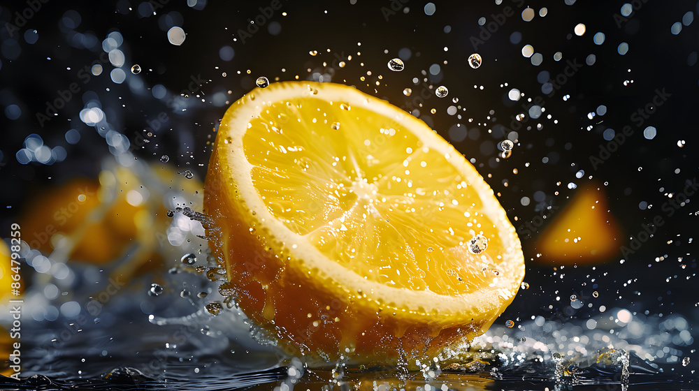 lemon in water splash