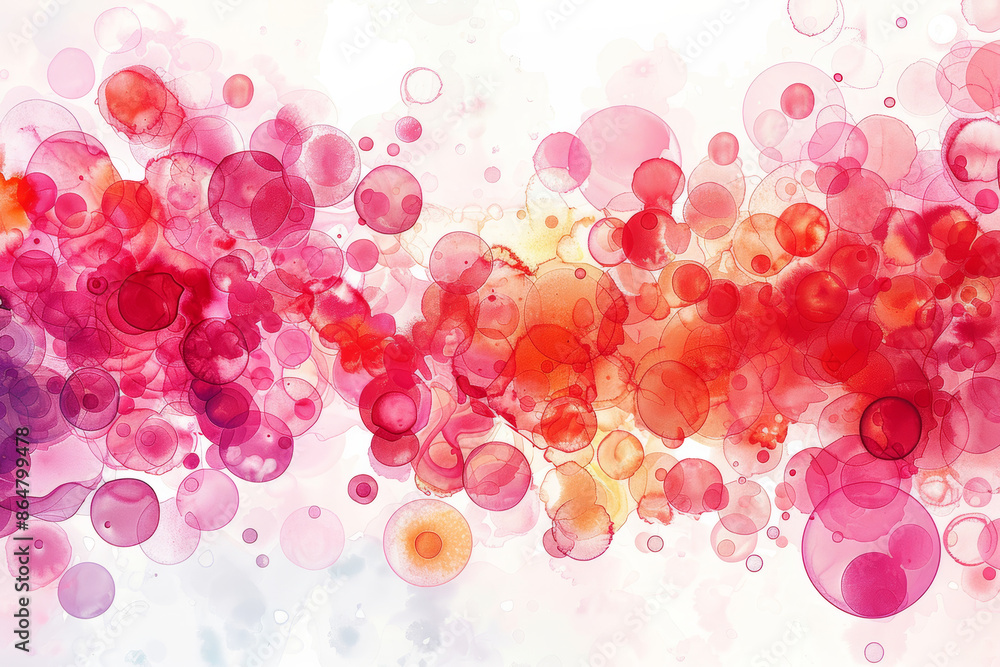 A colorful painting of red and pink circles A colorful painting of red and pink circles