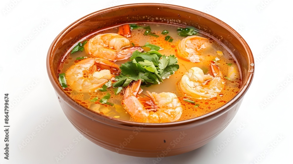 Delectable Thai Tom Yum Goong Shrimp Soup in Vibrant Bowl Delectable Thai Tom Yum Goong Shrimp Soup in Vibrant Bowl