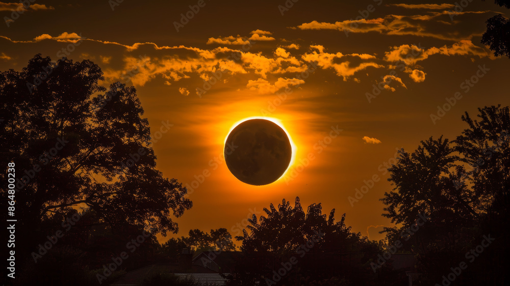 Obraz premium Total solar eclipse witnessed from Earth