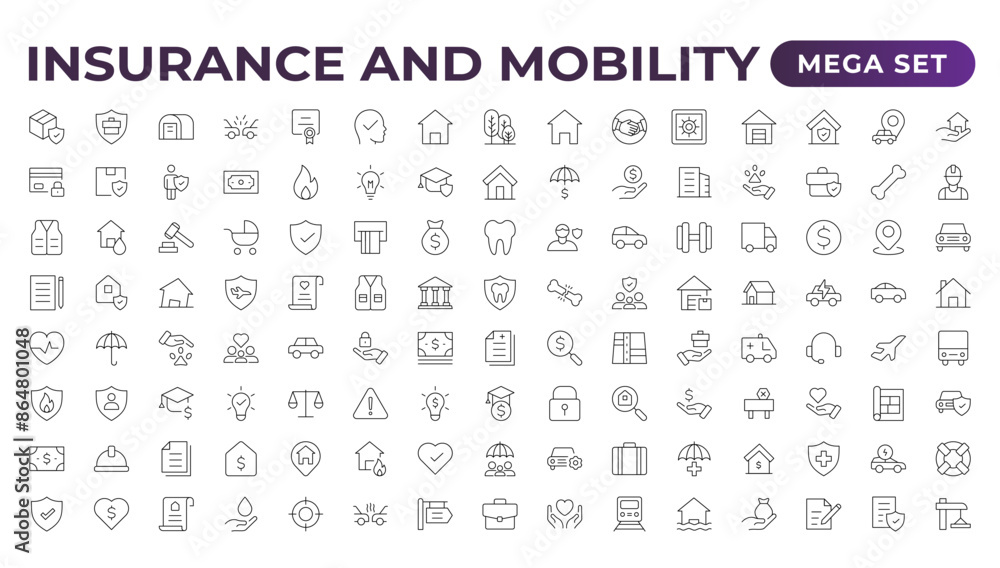 Insurance elements - minimal thin line web icon set. Outline icons collection. Simple vector illustration.insurance web icons. filled icons such as problem electric,excessive weight for the vehicle. Insurance elements - minimal thin line web icon set. Outline icons collection. Simple vector illustration.insurance web icons. filled icons such as problem electric,excessive weight for the vehicle.