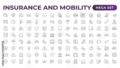 Insurance elements - minimal thin line web icon set. Outline icons collection. Simple vector illustration.insurance web icons. filled icons such as problem electric,excessive weight for the vehicle.