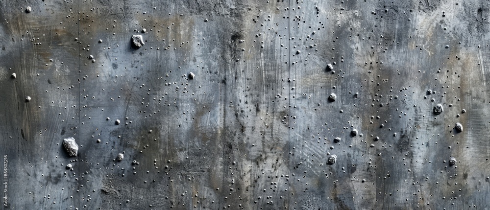Obraz premium Panoramic close-up, high detail scan of brushed concrete material, Generative AI