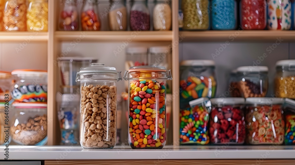 Blank Label Cereal Box: A cereal box with no label in a kitchen pantry.
Blank Label Cereal Box: A cereal box with no label in a kitchen pantry.