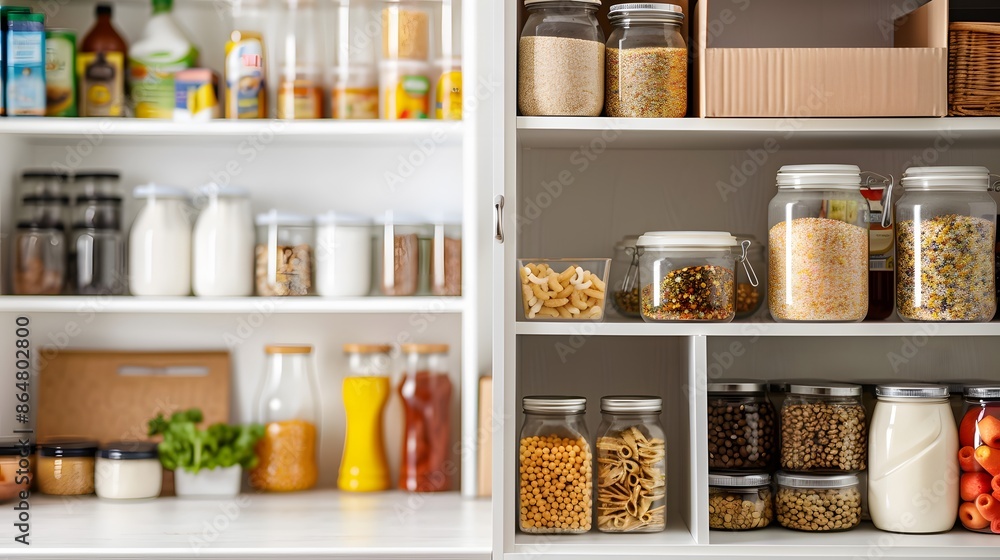 Blank Label Cereal Box: A cereal box with no label in a kitchen pantry.
Blank Label Cereal Box: A cereal box with no label in a kitchen pantry.