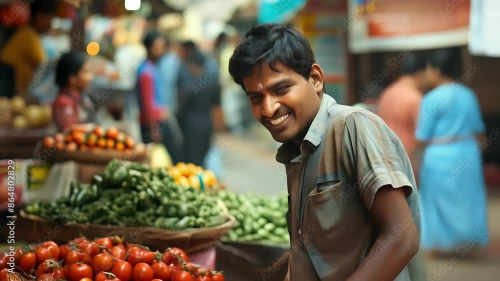 Vendor Selling Fresh Produce at Local Market with Ai generated.
Vendor Selling Fresh Produce at Local Market with Ai generated.