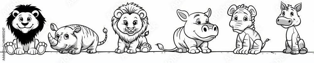 Cute African Baby Animals Coloring Page - Lion Rhino Crocodile Hippo Cheetah for Kids and Toddlers Cute African Baby Animals Coloring Page - Lion Rhino Crocodile Hippo Cheetah for Kids and Toddlers