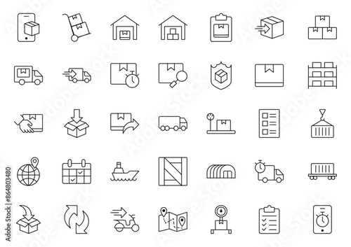 Delivery line icons set. Thin linear style icons Pack. Vector Illustration