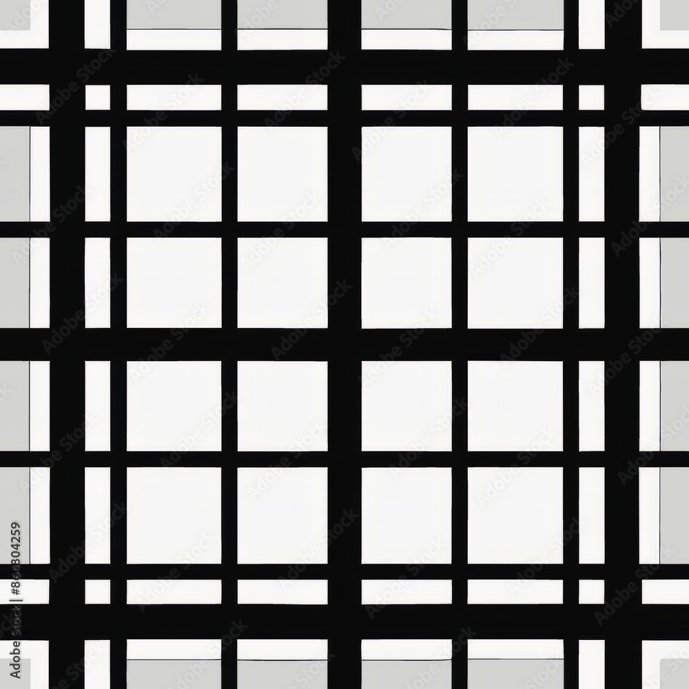 seamless pattern of minimalist windowpane grids in black and white, Generative AI seamless pattern of minimalist windowpane grids in black and white, Generative AI