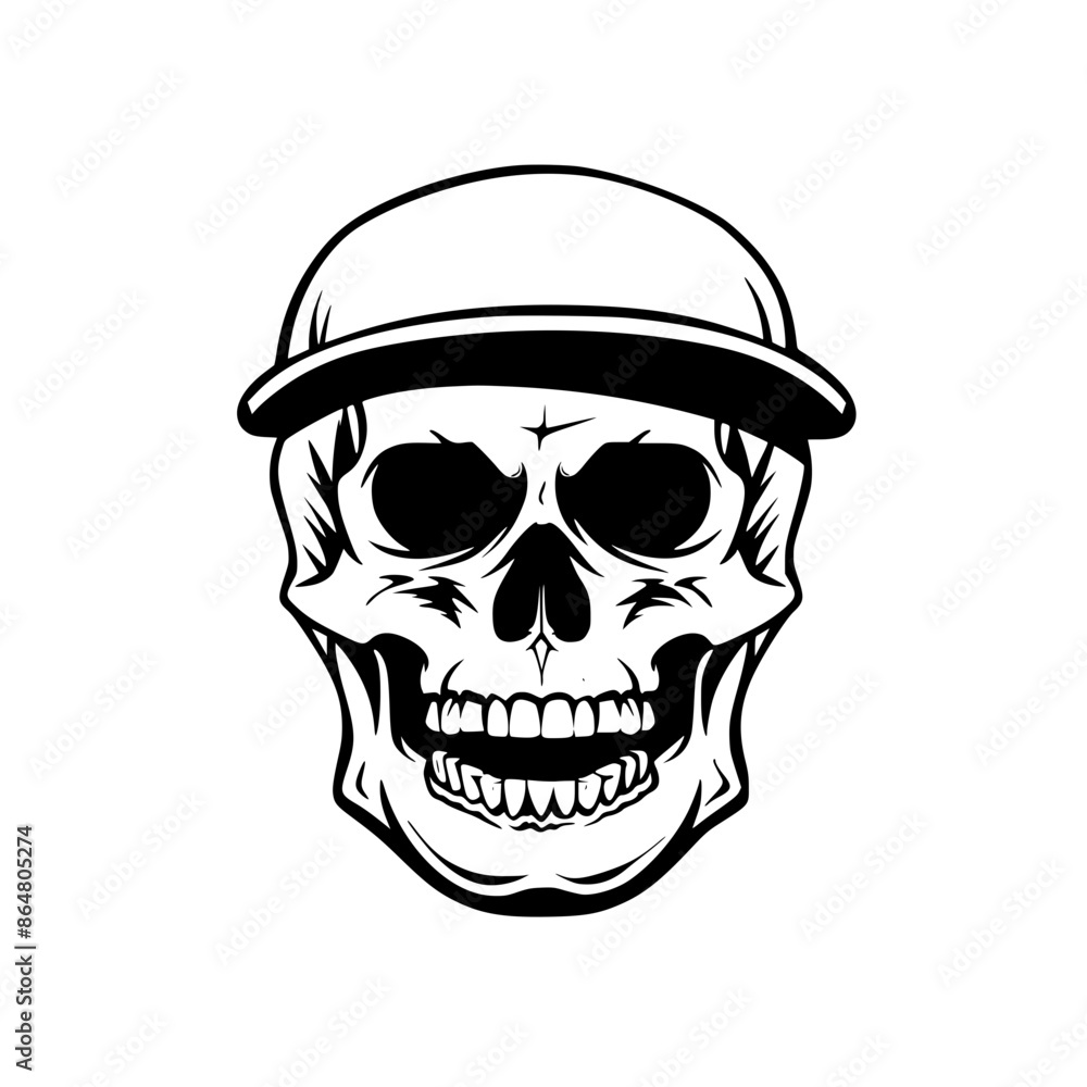 Skull Wearing a Cap Illustration, Black and white illustration of a skull wearing a cap, blending modern fashion with a macabre theme.
Skull Wearing a Cap Illustration, Black and white illustration of a skull wearing a cap, blending modern fashion with a macabre theme.