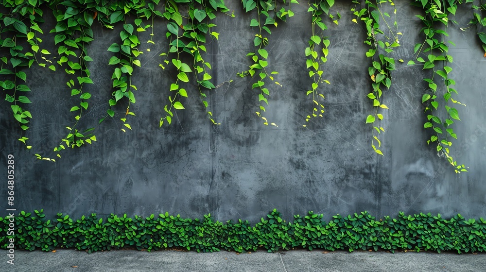 green leaf plants creeping on the gray wall green leaf plants creeping on the gray wall