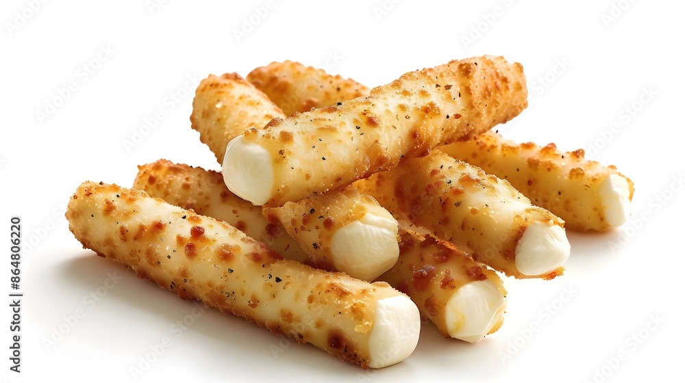 Mouthwatering Mozzarella Sticks Perfectly Framed on a Clean White Background Mouthwatering Mozzarella Sticks Perfectly Framed on a Clean White Background