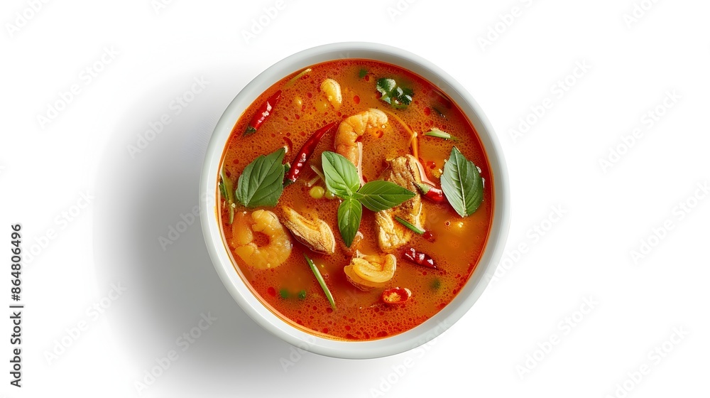 Mouthwatering Red Curry Dish Isolated on Clean White Background Mouthwatering Red Curry Dish Isolated on Clean White Background