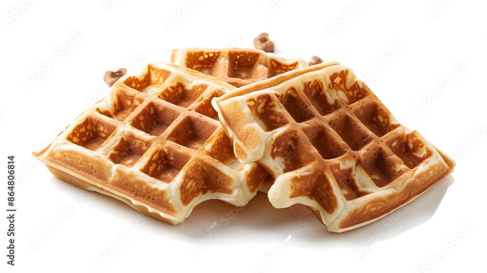 Mouthwatering Waffles on Pristine White Background Showcasing Texture and Appetizing Appeal Mouthwatering Waffles on Pristine White Background Showcasing Texture and Appetizing Appeal