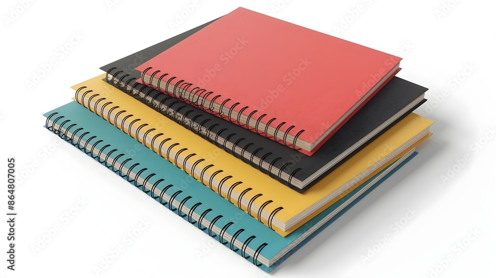 Notebooks Isolated on White Background Showcasing Stationery and Office Supplies Notebooks Isolated on White Background Showcasing Stationery and Office Supplies