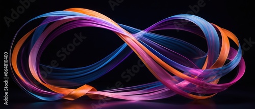 Colorful Abstract Neon Light Streaks on Dark Background