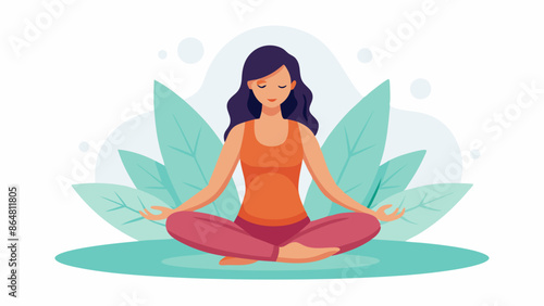 Set of tranquil women with closed eyes and croosed legs meditating in yoga lotus posture. Meditation practice. Concept of zen and harmony. Colored flat illustration isolated on white background vector