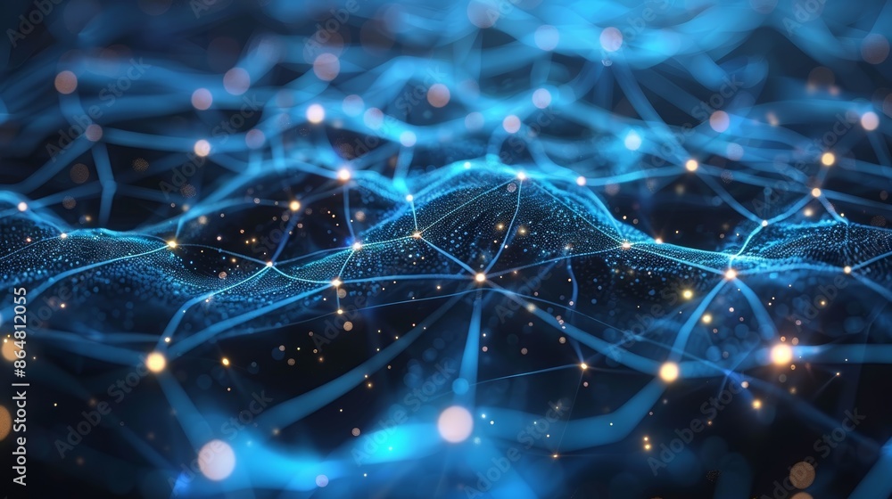 Abstract blue and white glowing network, digital connection concept, futuristic technology background. Abstract blue and white glowing network, digital connection concept, futuristic technology background.