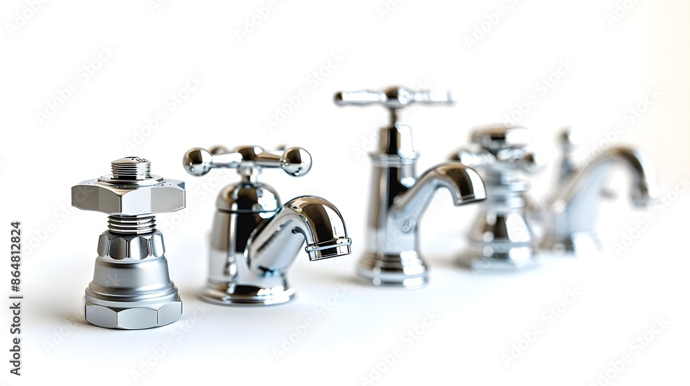 Plumbing Fixtures Isolated on White Background Plumbing Fixtures Isolated on White Background