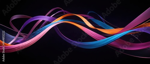 Colorful Abstract Neon Light Streaks on Dark Background