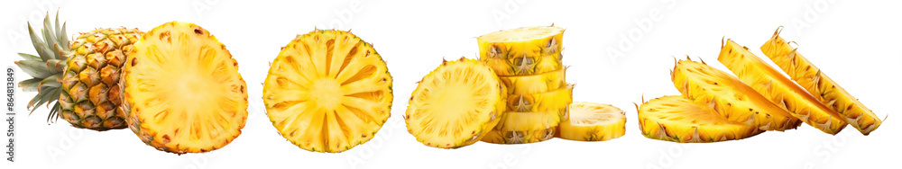 PNG Pineapple fruit plant food.  cut out element set
