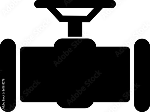 Pipeline. Pipe with valve and tap for gas, oil, plumbing or water. Fuel power technology. Oil and gas extraction, production and transportation industrial icon, isolated on transparent background.