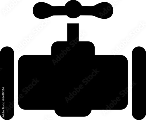 Pipeline. Pipe with valve and tap for gas, oil, plumbing or water. Fuel power technology. Oil and gas extraction, production and transportation industrial icon, isolated on transparent background.