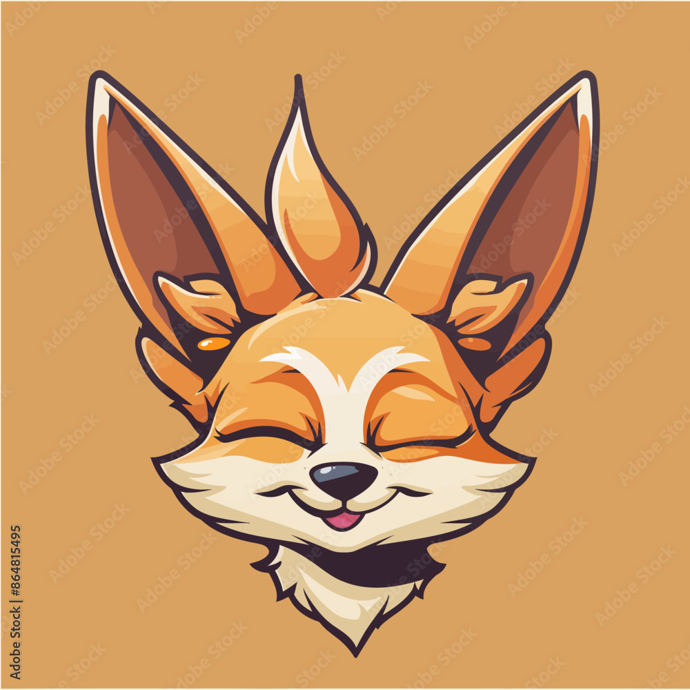 cartoon character logo, Fennec Fox, winking, smiling, 2d, vector illustration, mascot logo cartoon character logo, Fennec Fox, winking, smiling, 2d, vector illustration, mascot logo