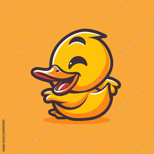 cartoon character logo, Duckling, winking, smiling, 2d, vector illustration, mascot logo