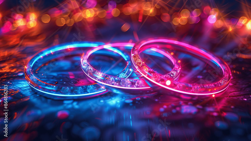 Wallpaper Mural Neon Rings in Purple Yellow and Pink Abstract Background with Glowing Effects for Wedding Celebration and Joyful Moments Torontodigital.ca