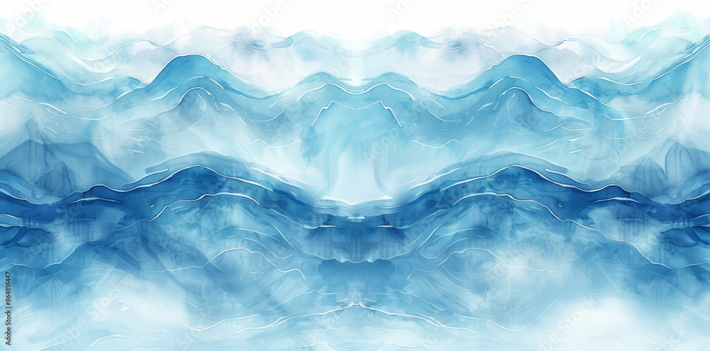 Watercolor Ocean and Waves Abstract Blue Background High-Resolution Vector Illustration Watercolor Ocean and Waves Abstract Blue Background High-Resolution Vector Illustration