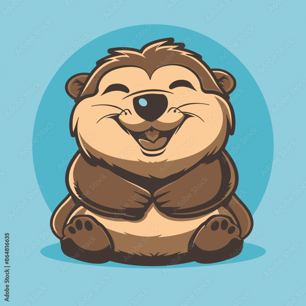 Obraz premium cartoon character logo, Sea Otter, winking, smiling, 2d, vector illustration, mascot logo