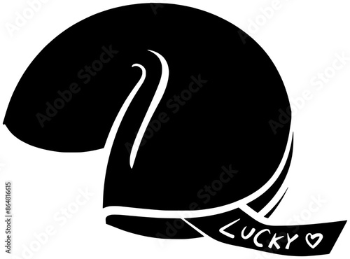 food illustration fortune silhouette chinese logo biscuit icon cookie outline lucky surprise prediction dessert message sweet wish luck open shape paper snack china for vector graphic background