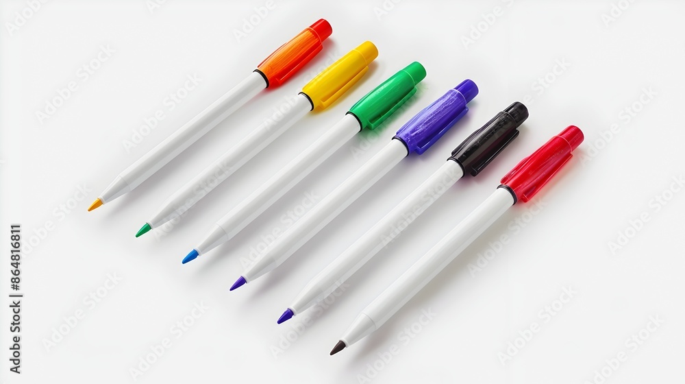 Vibrant Whiteboard Markers Set Isolated on Clean White Background Vibrant Whiteboard Markers Set Isolated on Clean White Background