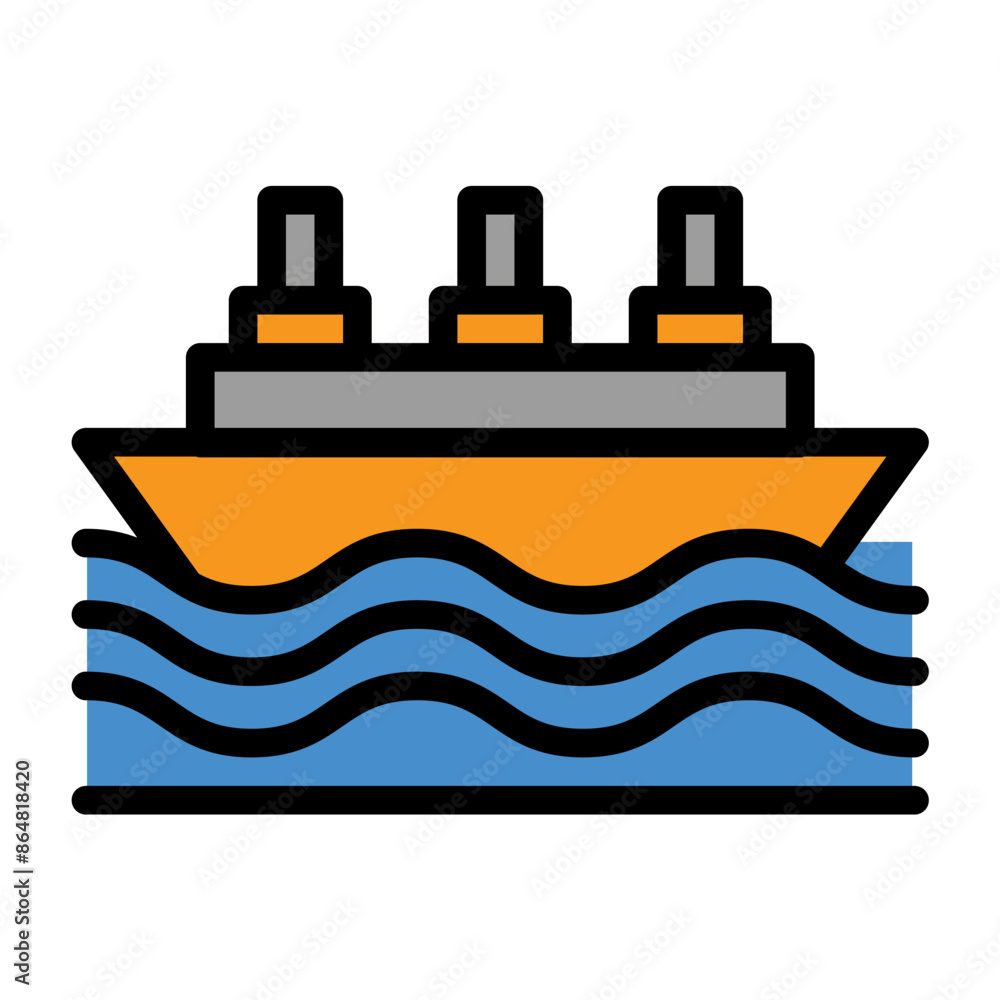 Obraz premium boat icon color or logo illustration outline black style 