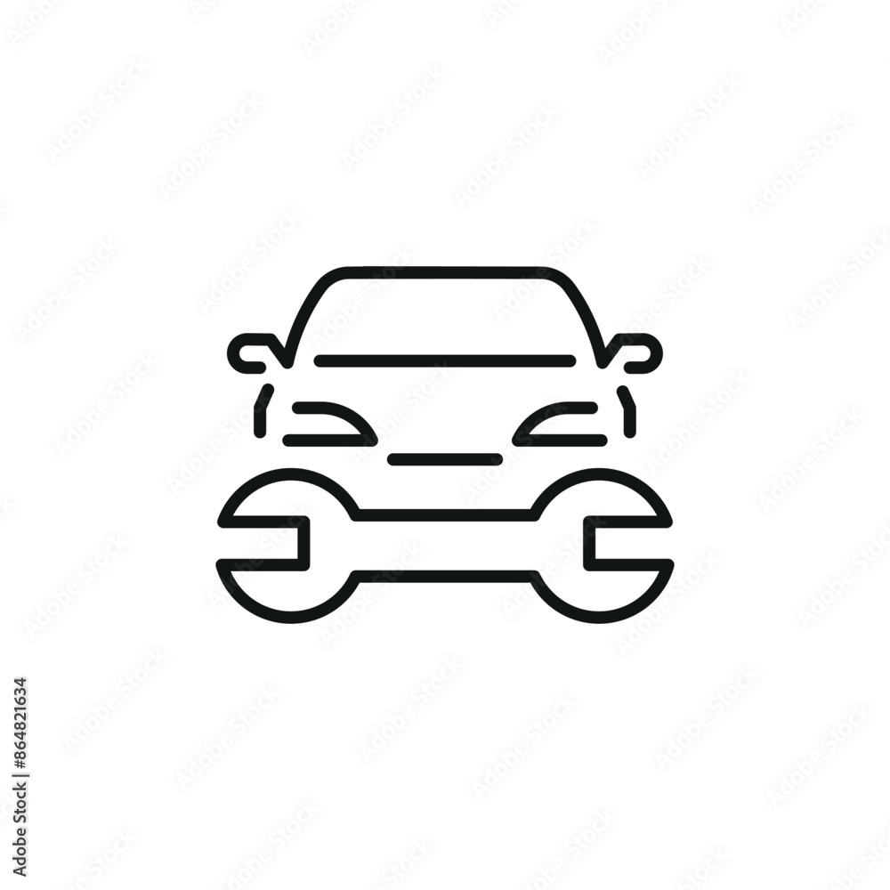Automotive repair icon. Simple car with wrench icon representing vehicle maintenance and mechanical services. Vector illustration. Automotive repair icon. Simple car with wrench icon representing vehicle maintenance and mechanical services. Vector illustration.